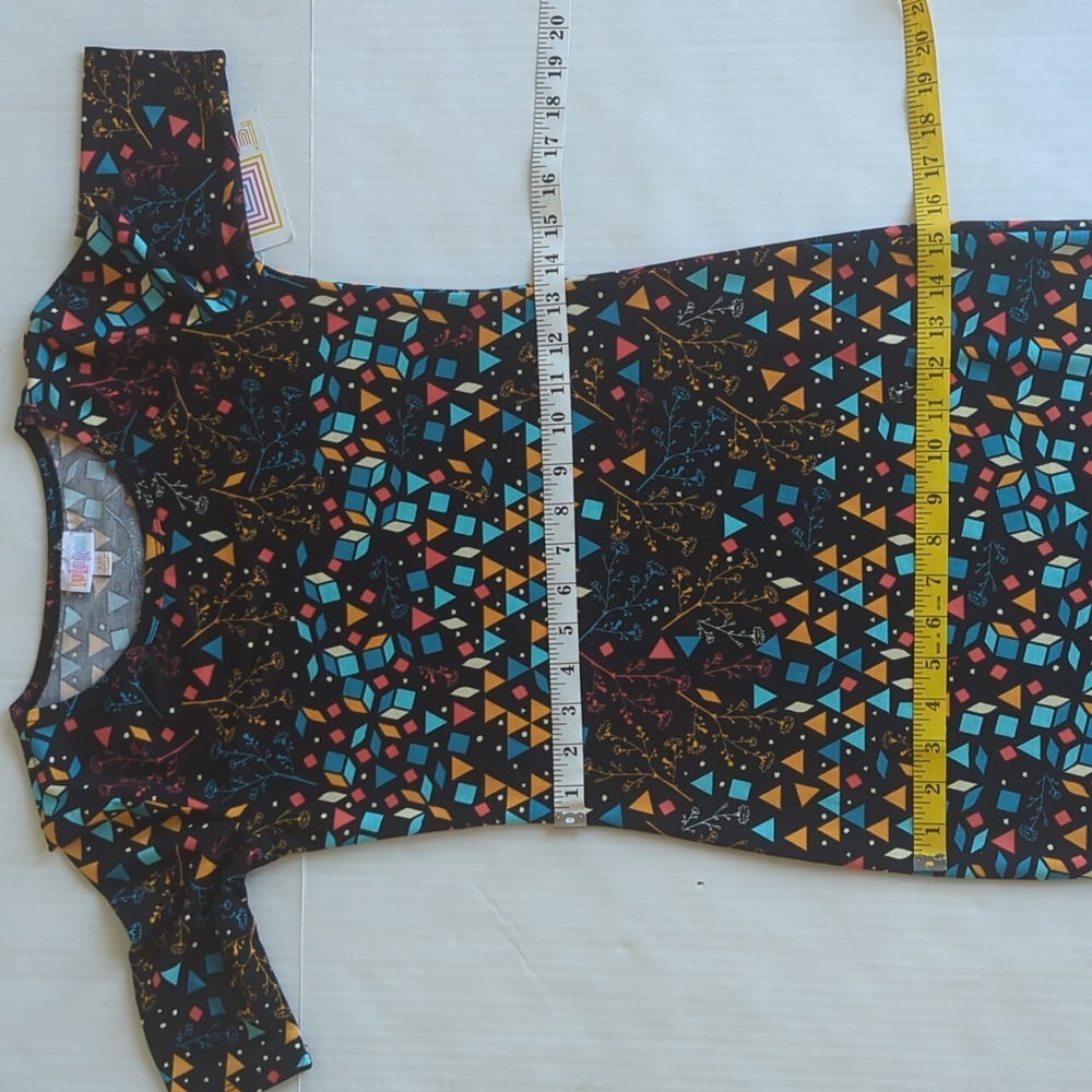 NWT LuLaRoe Julia Bodycon Short Sleeve Dress XXS Black Blue Multicolored Pattern - Picture 12 of 13